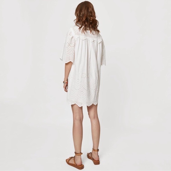 Rebecca minkoff white eyelet lace short sleeve mini dress coverup - Picture 3 of 11